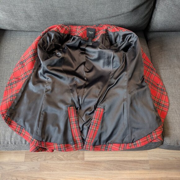 Smythe Wool Red Tartan Plaid Leather Rifle Patch Equestrian Blazer 6 - Picture 8 of 14